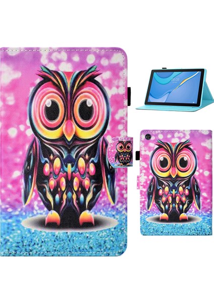 Samsung Galaxy Tab A9 Desen Baskı Kart Tutucu Baykuş Tablet Kılıfı (Yurt Dışından)