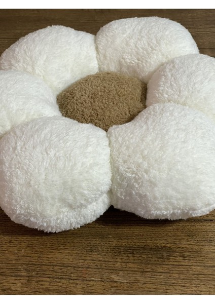 Papatya Yastık Kahverengi Peluş Kırlent Yastık