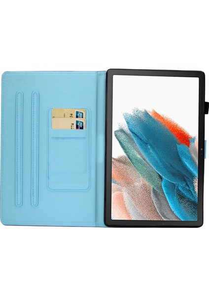 Samsung Galaxy Tab A8 10.5 (2021 2022) Pu Deri Baskı Smart Folio Kart Yuvalı Kalemlik Orman Standlı Dikiş Tablet Kılıfı (Yurt Dışından)