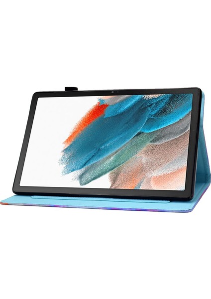 Samsung Galaxy Tab A8 10.5 (2021 2022) Pu Deri Baskı Smart Folio Kart Yuvalı Kalemlik Orman Standlı Dikiş Tablet Kılıfı (Yurt Dışından)