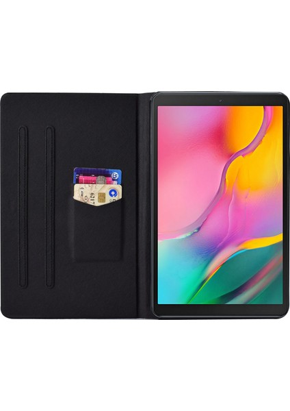 Samsung Galaxy Tab A 10.1 (2019) T510 T515 Ayarlanabilir Stand Pu Deri Desen Baskı Kartı Tutucu Drop Proof Kafatası Tablet Kılıfı (Yurt Dışından)
