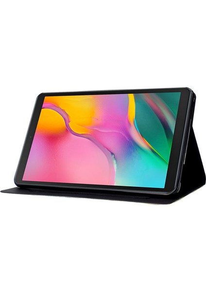 Samsung Galaxy Tab A 10.1 (2019) T510 T515 Ayarlanabilir Stand Pu Deri Desen Baskı Kartı Tutucu Drop Proof Kafatası Tablet Kılıfı (Yurt Dışından)