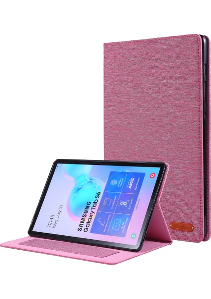 Kumaş Doku Kart Yuvaları Samsung Galaxy Tab S6 SM T860 T865 Deri Standı Tablet Kılıfı (Yurt Dışından)