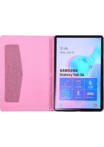Kumaş Doku Kart Yuvaları Samsung Galaxy Tab S6 SM T860 T865 Deri Standı Tablet Kılıfı (Yurt Dışından)