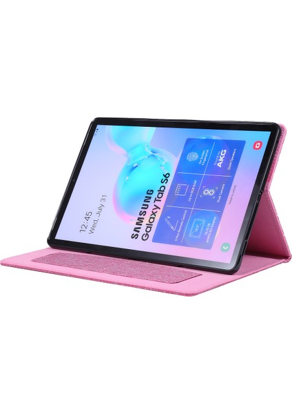 Kumaş Doku Kart Yuvaları Samsung Galaxy Tab S6 SM T860 T865 Deri Standı Tablet Kılıfı (Yurt Dışından)