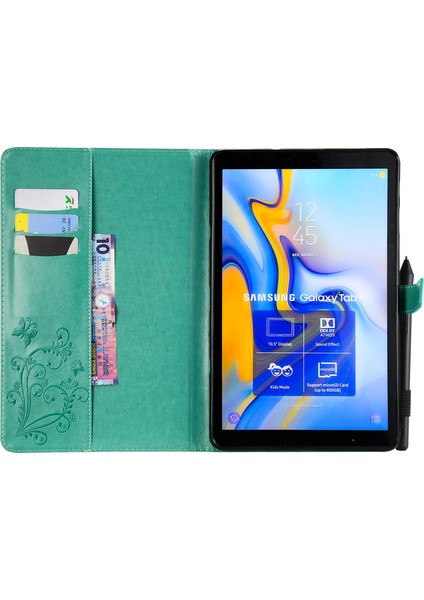 Seashell Digital Serisi Künye Deri Standı Samsung Galaxy Tab A 10.5 (2018) T590 T595 T597 CYAN Tablet Kılıfı (Yurt Dışından)