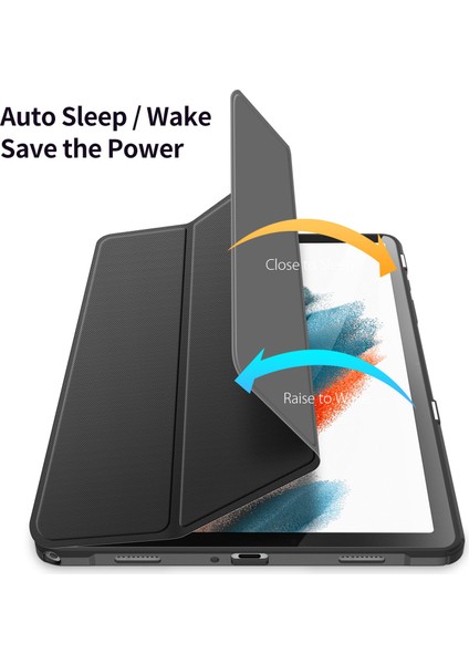 Samsung Galaxy Tab A9 Üç Katlı Stand Pu Deri Otomatik Uyandırma uyku Tablet Kılıfı (Yurt Dışından)