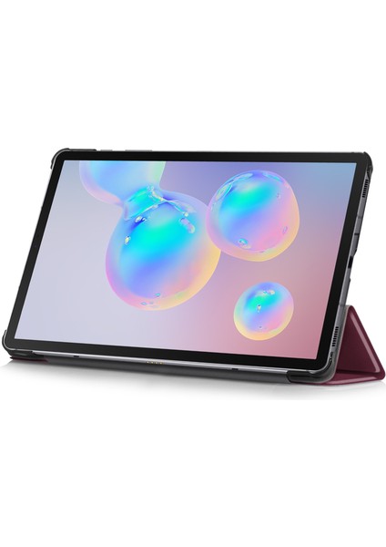 Seashell Digital Üç Katlı Stand Deri Akıllı Samsung Galaxy Tab S6 Lite (2020) P610 P615 (2022 2024) ŞARAP Tablet Kılıfı (Yurt Dışından)