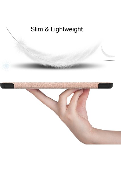 Seashell Digital Tam Koruma Kararlı Üç Katlı Stand Stand Deri Samsung Galaxy Tab S7 Fe SM T730 SM T736 ROSE Gold Tablet Kılıfı (Yurt Dışından)