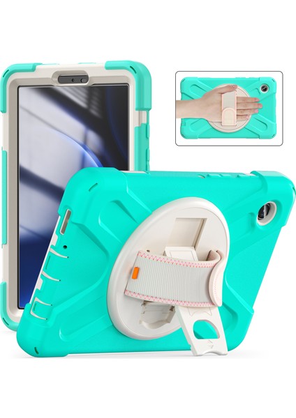 Samsung Galaxy Tab A9 Durumda Standı Pc Silikon El Kayışı Nane Tablet Kılıfı (Yurt Dışından)