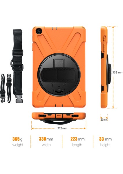360°DÖNEBILEN Pc Silikon Combo Samsung Galaxy Tab A 10.1 (2019) Omuz Askılı SM T515 Tablet Kılıfı (Yurt Dışından)