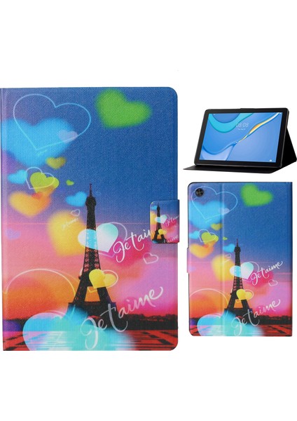 Samsung Galaxy Tab A9 Desen Baskı Kartı Yuvaları Kule Tablet Kılıfı (Yurt Dışından)