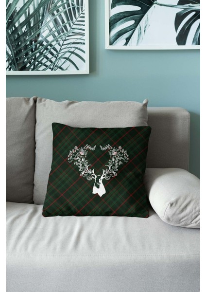 Menesa Home Yılbaşı Temalı Geyik Desen Kırmızı Çizgili Yeşil Ekose Dijital Baskılı 4lü Kırlent Kılı fiyatları