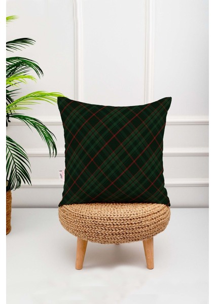 Menesa Home Yılbaşı Temalı Geyik Desen Kırmızı Çizgili Yeşil Ekose Dijital Baskılı 4lü Kırlent Kılı modelleri