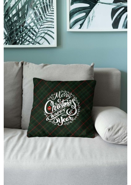 Menesa Home Yılbaşı Temalı Geyik Desen Kırmızı Çizgili Yeşil Ekose Dijital Baskılı 4lü Kırlent Kılı fırsatları