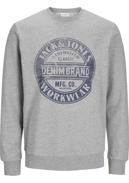 Baskılı Erkek Gri Melanj Sweatshırt 12259862
