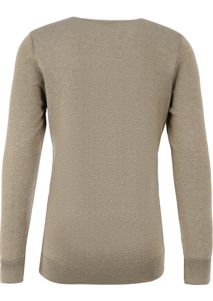 V Yaka Basic Düz Haki Melanj Erkek Kazak F4WM-KZK 2842 fiyatları