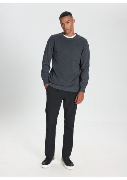 Bisiklet Yaka Standart Antrasit Melanj Erkek Kazak ACE492510286_TRIKO Bısıklet Yaka modelleri