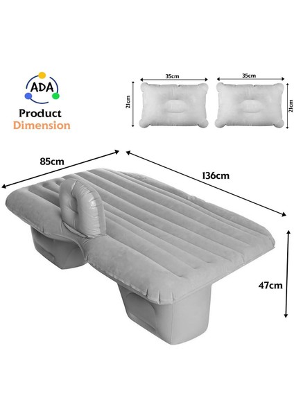 Şişme Araba Koltuğu Yatağı -Otomobil Arka Koltuk Için Şişme Yatak Tamir Kiti ve Pompa
