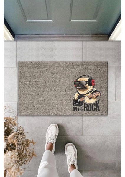 Dijital Baskı On The Rock Köpek Dekoratif Kapı Paspası K 2041