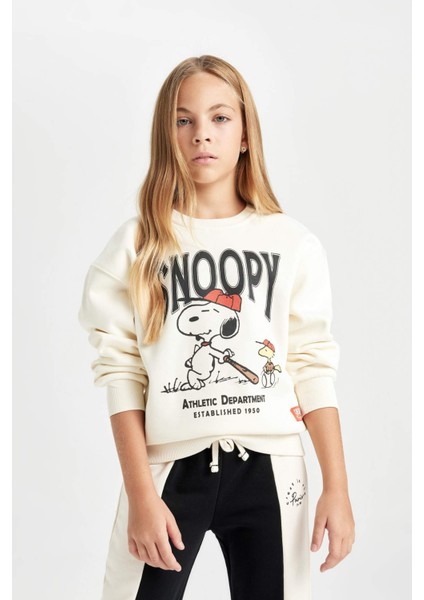 Kız Çocuk Snoopy Oversize Geniş Kalıp Bisiklet Yaka Sweatshirt D2824A824WN