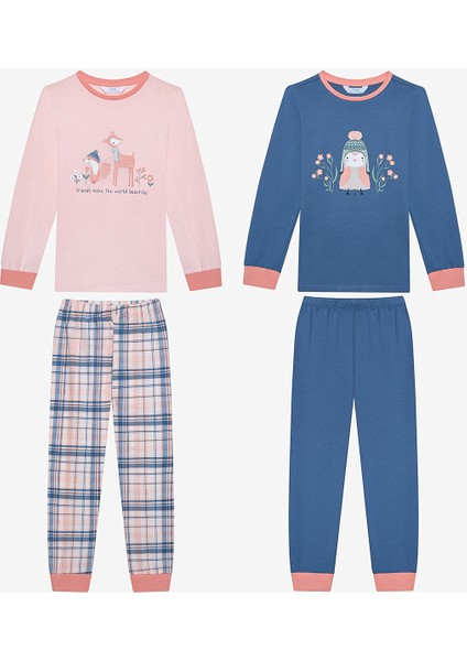 Kız Çocuk Woodland 2li Çok Renkli Pijama Takımı
