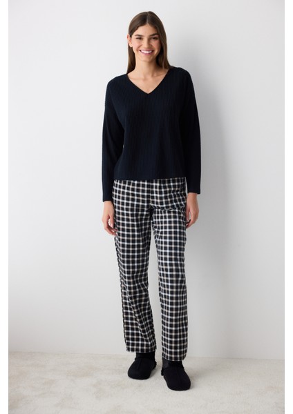 Alia Dark Siyah Sweatshirt Pijama Üstü