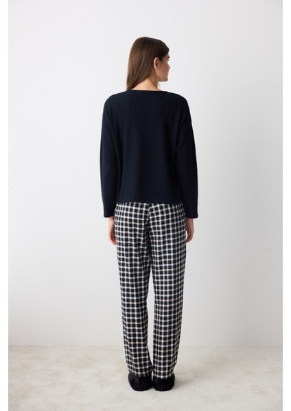 Alia Dark Siyah Sweatshirt Pijama Üstü