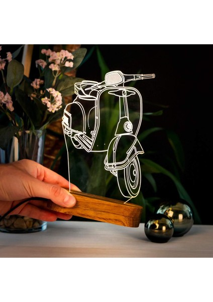 Scooter Motosiklet Tasarımlı 3D LED Lamba