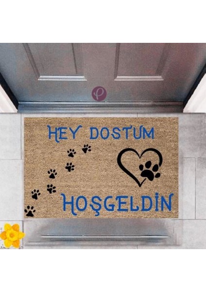 Kapı Önü Paspası Dekoratif Dijital Baskı Hey Dostum P 2473
