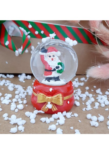 Noel Baba Masaüstü Pilli Işıklı Cam Küre Aydınlatma Dekoratif Yılbaşı Veya Doğum Günlerine Özel Tasarım 6 cm x 4 cm No:8