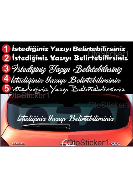 Mcem Store Isteğe Bağlı Arka Cam Özel Yazı Oto Sticker