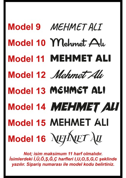 Isim Yazı Oto Sticker 20*4 cm