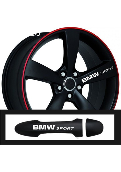 Mcem Store Bmw 118 Için Uyumlu Aksesuar Oto Kapı Kolu/jant Sticker 10 Adet 10*1,5 cm