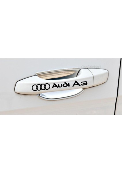 Audi A3 Için Uyumlu Aksesuar Kapı Kolu ve Jant Sticker Set 8 Adet 11*1.2 cm