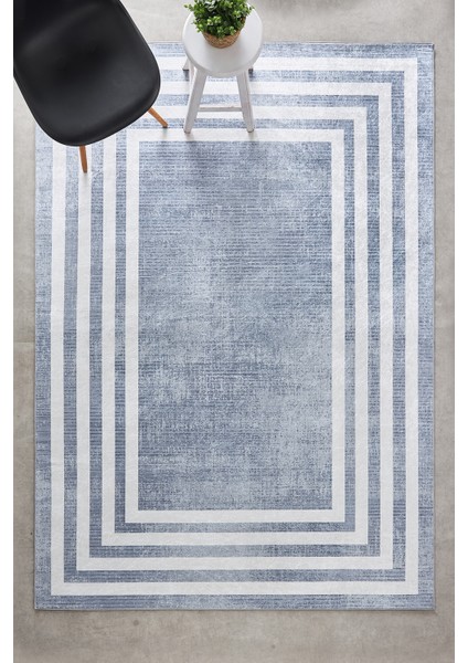 Sare By Frame Gray Yıkanabilir Kaymaz Taban 100X300 cm Salon Mutfak Halısı Yolluk Kilim