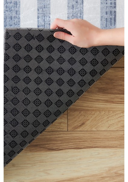Sare By Frame Gray Yıkanabilir Kaymaz Taban 100X300 cm Salon Mutfak Halısı Yolluk Kilim