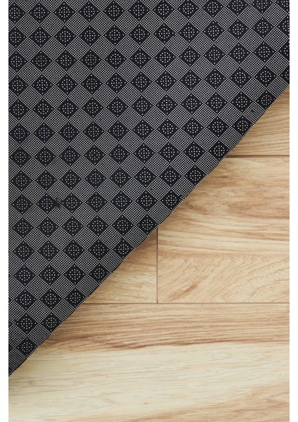 Sare By Frame Gray Yıkanabilir Kaymaz Taban 100X300 cm Salon Mutfak Halısı Yolluk Kilim