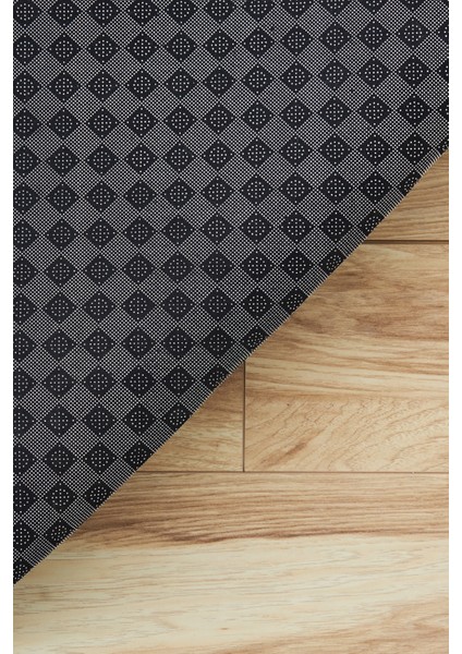 Sare By Frame Black Yıkanabilir Kaymaz Taban 80X300 cm Salon Mutfak Halısı Yolluk Kilim