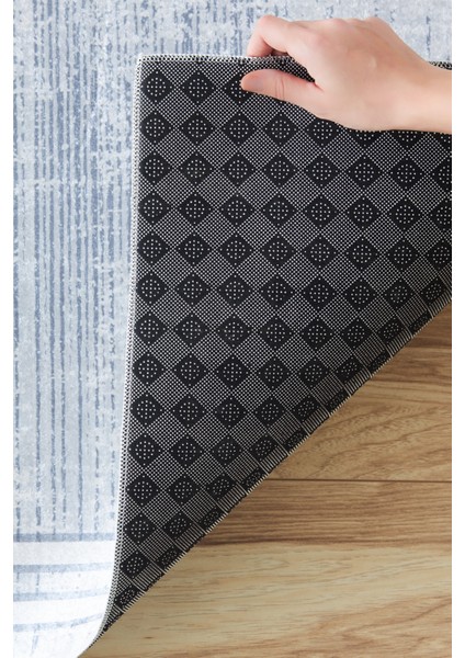 Sare By Kaşmir Halı Bordure Grey Yıkanabilir Kaymaz Taban 100X200 cm Salon Mutfak Halısı Yolluk Kilim