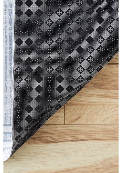 Sare By Kaşmir Halı Bordure Grey Yıkanabilir Kaymaz Taban 100X200 cm Salon Mutfak Halısı Yolluk Kilim