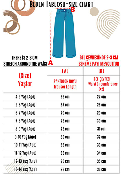 Kız Çocuk %100 Pamuk Bel Lastikli Mom Fit Dar Paça Jean Kot PANTOLON-PNT-2036