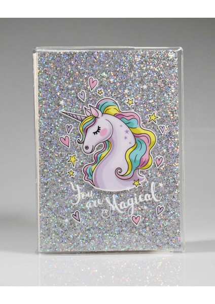 Magıcal Unıcorn Gri Simli Defter