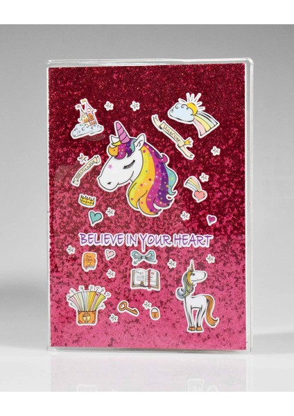 Unıcorn Kırmızı Simli Defter