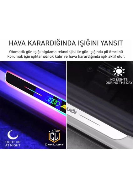 Tüm Oto Modellerine Uyumlu Universal Işıklı Kapı Eşiği 2 Parça