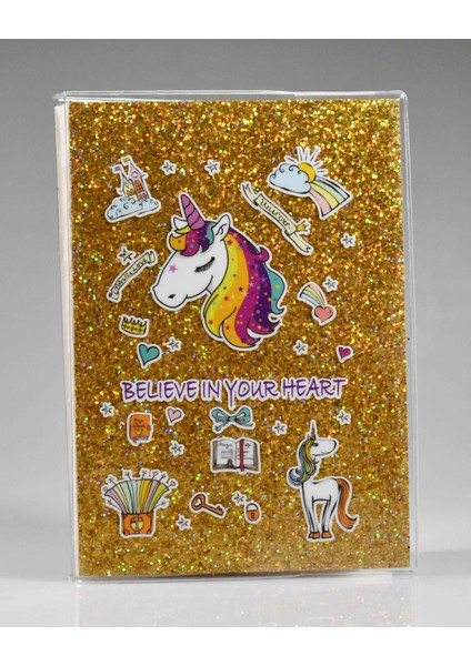 Unıcorn Sarı Simli Defter