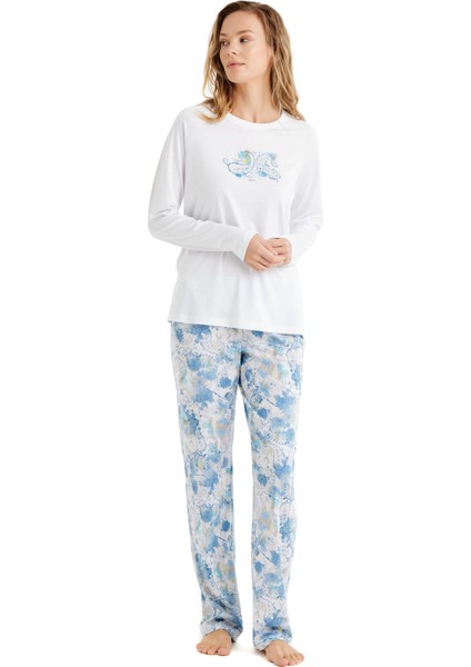 Kadın Pijama Takımı 51627 - Beyaz