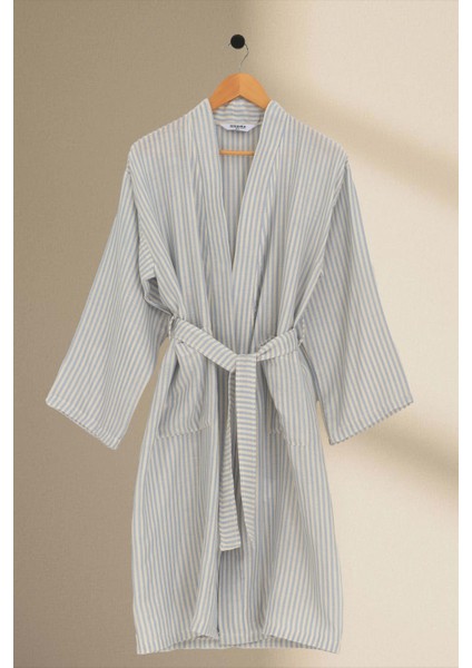 Moods Çizgili Müslin Kimono Sabahlık