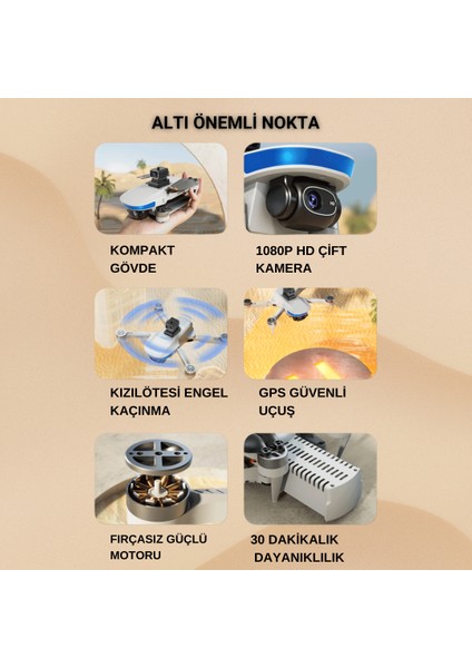 B6 MiniDrone 2Batarya ile 30Dakika Uçuş Beni Takip Et Gps 1080p Hd Çift Kamera Engelden Kaçınma fiyatları