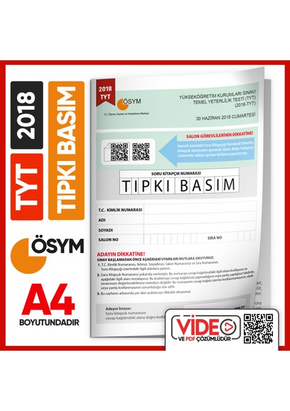 2017 - 2018 TYT - MSÜ ÖSYM Çıkmış Soru Tıpkı Basım 3 Kitapçık Seti modelleri
